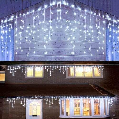 4.6M LED Christmas Light Outdoor Indoor Garland String Fairy Light Street Icicle Curtain Drop 0.4-0.6m Garden Home Deco 110-220V