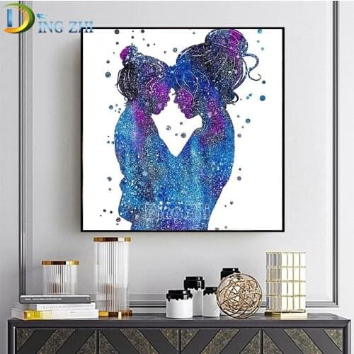 Diamond Mosaic Watercolor Art Mother And Child Picture Square/Round Diamond Painting Cross Stitch Embroidery Maternal Love Gift