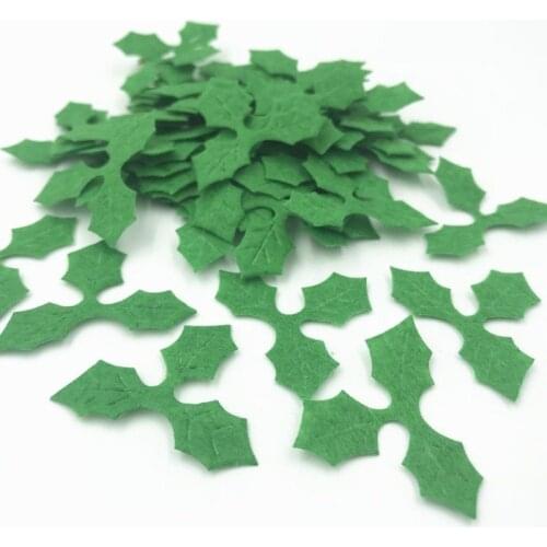 DIY 200pcs Green Holly leaves Felt Appliques for Christmas Decoration DIY 36mm