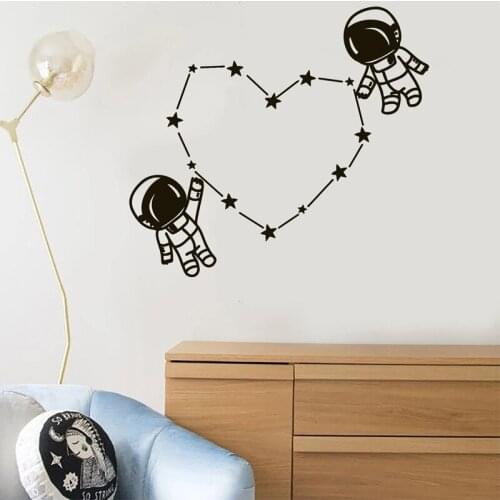 Astronaut Wall Sticker Spaceman Decal Space Kids Room Wall Decoration Stars Love Heart Babys Bedroom Decor Personalized