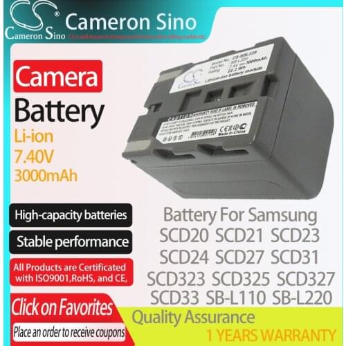 CameronSino Battery for Samsung SCD20 SCD21 SCD23 SCD24 SCD27 SCD31 SCD323 SCD33 SCD327 fits Samsung SB-L110 camera battery