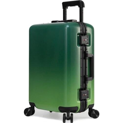 Letrend Colorful Aluminium Spinner Rolling Luggage Cabin Suitcases Wheels Gradients Candy Trolley Carry On Travel Bag Trunk