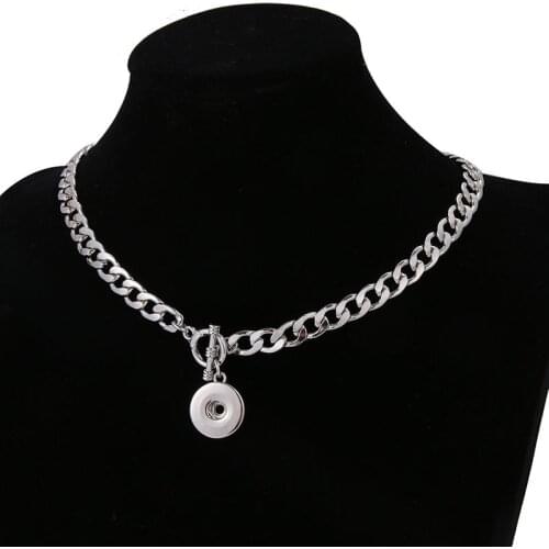 DJ0217 New Simple chain necklace 18mm Snap necklace bracelets Collar fit DIY 12MM snap buttons jewlery wholesale Gift