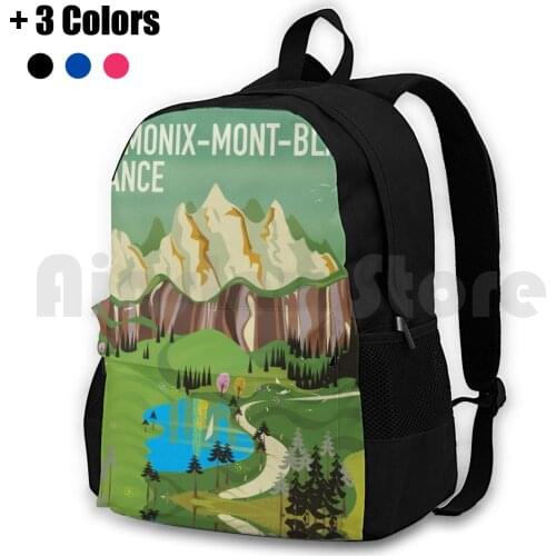 Chamonix-Mont-Blanc , France Travel Poster. Outdoor Hiking Backpack Riding Climbing Sports Bag Chamonix France Travel Moutnains