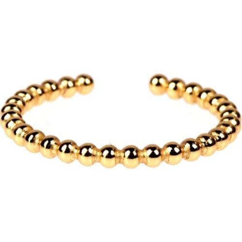 EYIKA New Simple Gold Color Slim Stacking Beads Open Rings for Women Width 2mm Elegant Pretty Anillo Accessories Gift Jewelry