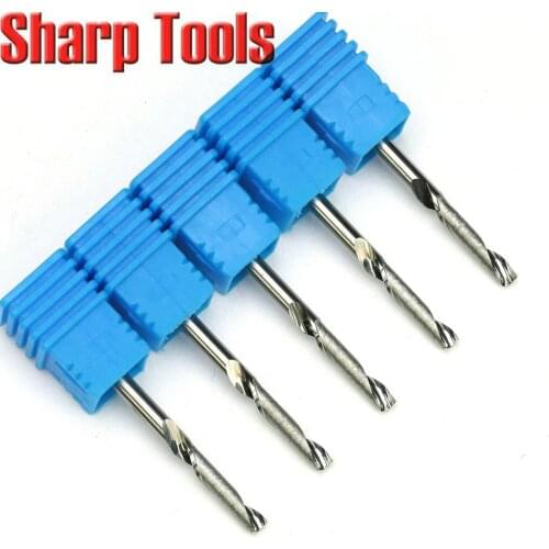 3.175x15mm One Spiral Flute Aluminum Cutting Router Bits Tungsten Carbide CNC Milling Cutter for Aluminium Metal Machining Tools