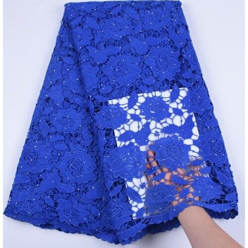Royal Blue Excellent Guipure Lace Cord Lace Party Sew African French Cord Lace Fabric With Stones Nigerian Cord Lace FabricA1702