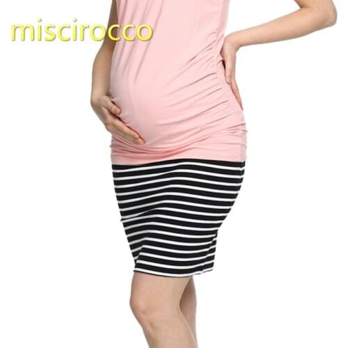 Maternity Short Skirts Autumn Thin Base Cotton Pregnant Woman Clothing Stripe Spring Summer Soft Comfortable