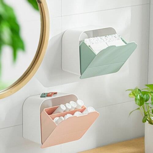 MLGB Creative Plastic PS Wall Mounted Storage Box Sanitary Napkin Cosmetics Multi-Purpose Flap Grid Sealed Storage Box
