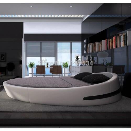 Bedroom furniture king size large round soft bed leather plush Flash grand soft leather bed Y03