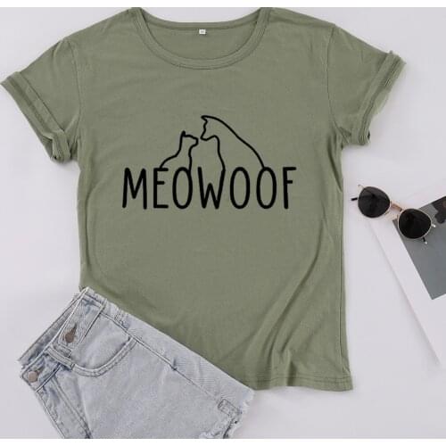 Meowoof Dog Mom 2019 Fashion Casual Cotton Women Shirt Funny Graphic Tshrt O Neck Short Sleeve Top Tees Mama Clothing Drop Ship