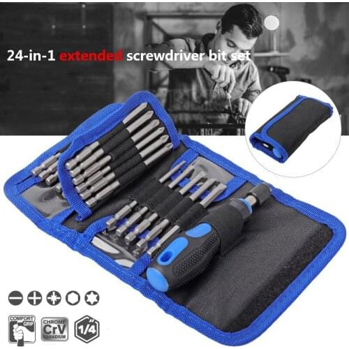24 Pieces of Extra Long Screwdriver Bit Set, Multifunctional Torx Screwdriver Portable Tool Hex Screwdriver Bit Hand Tool
