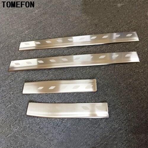 TOMEFON Stainless Steel Door Sill Scuff Plate Thresholds For Toyota YARIS VITZ 2017 2018 Bumper Accessories Trim