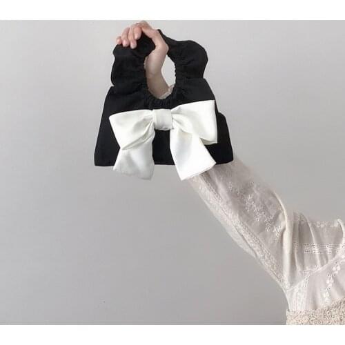 2021 New INS Web Celebrity Bow Wrist Wrap Ruffled Lace Mini Canvas Dumpling Wrap Clutch Handbags For Women