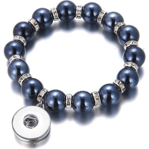New Beauty Colorful beads crystal snap bracelets elastic fit 18mm snap buttons snap jewelry wholesale AB0077
