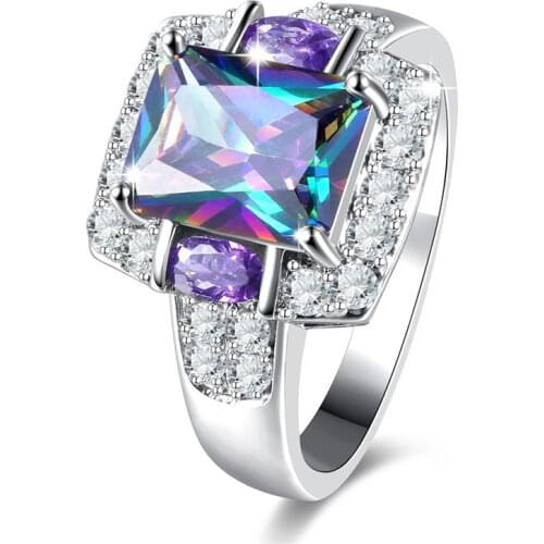 Engagement ring luxury fashion jewelry colorful zircon female ring wedding accessories anniversary gift