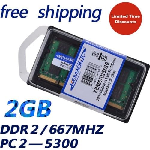 KEMBONA 2GB PC2-5300S DDR2-667 667Mhz 200pin DDR2 Laptop Memory 2G pc2 5300 667 Notebook Module SODIMM RAM Free Shipping
