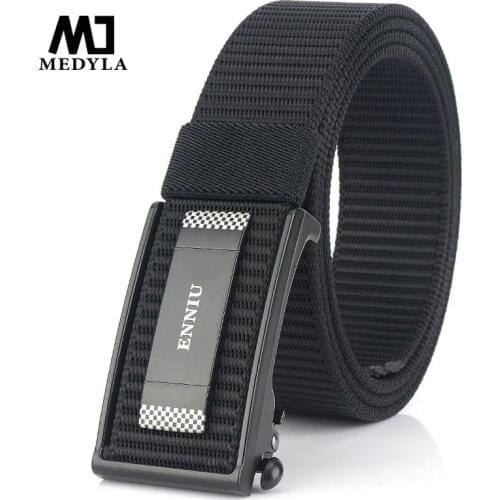 Official Genuine Quick Unlock Mens Automatic buckle Quality Nylon Anti Allergy Fashion Belt Casual Belt MDB044