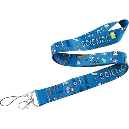 CB851 Science Cartoon Lanyard Badge ID Lanyards Cell Phone Rope Key Lanyard Neck Strap Accessories Gift For Student Teacher