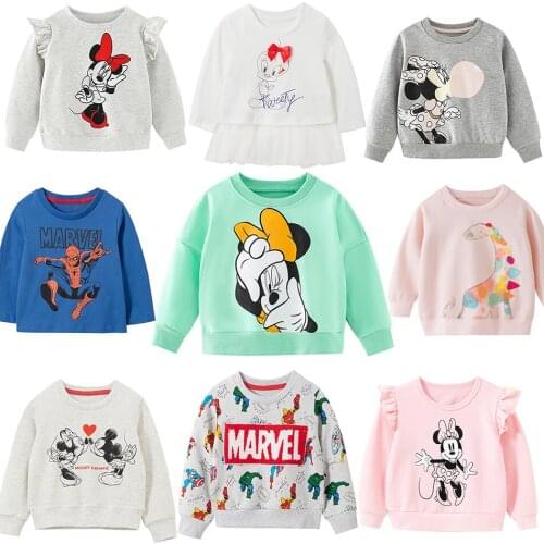 Disney Minnie Printed Boys Girls Sweatshirts Spring Autumn Tracksuits Long Sleeve Fashion Little Children Outfits Costume