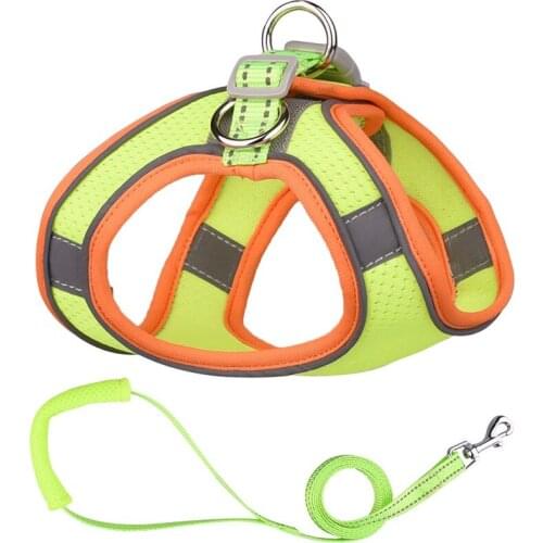 Pet Dog Harnesses Pets Leash Set For Chihuahua Pugs Nylon Dogs Mesh Puppy Cat Vest Walking Reflective Lead Leash