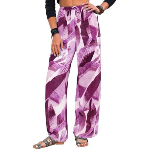 Loose Printed Trousers For Women Long Pants Casual Pants Women Trousers Casual Holiday Beach Pants Trousers Pantalones De Mujer