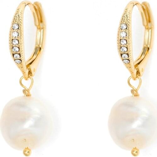 High Quality Freshwater Cultured Pearl Earrings Leverback Dangle Stud Pearl Earrings