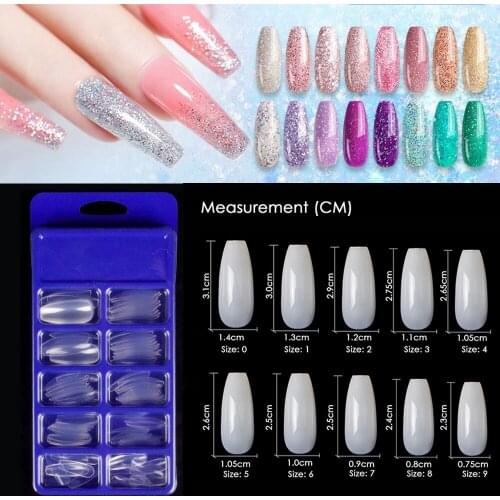 100 PCS Per Box Long Ballet Ballerina False Nails Tips Full Cover Coffin Fake Nails Manicure Acrylic Nail Art Salon Tools