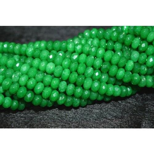 2pcs 4x6mm Green Emerald Gemstone Faceted Roundel Loose Beads 15"
