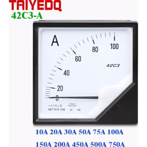 42C3-A Current Panel Meter 42C3 DC Analog Current Panel Meter 120*120mm 10A 20A 30A 50A 100A 200A 500A 750A 1KA