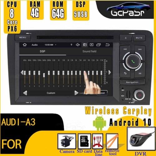 DSP Android 10 Car Radio DVD Player For Audi A3 8P S3 2003 2005 2007 2009 2011 RS3 Sportback Multimedia Navigation stereohead