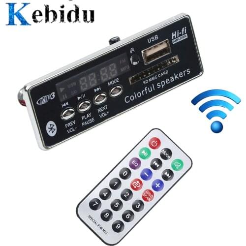 Kebidu Car USB Bluetooth Hands-free MP3 Player Integrated MP3 Decoder Board Module with Remote Control USB FM Aux Radio for Car
