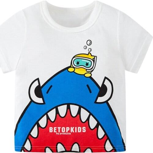 Bambino 2021 New White Summer Tee for Boys 2-7 Years Animal T Shirt of Children Top Clothes of School Kids 100% Cotton Clothing