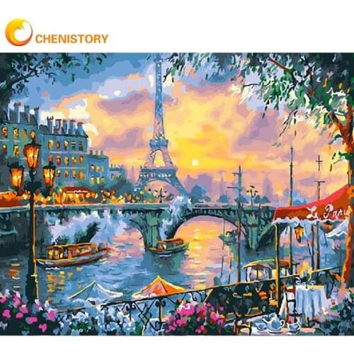 Frameless Europe City Street DIY Painting By Numbers Home Decoration Handpainted Abstract Oil Painting For Living Room Artwork