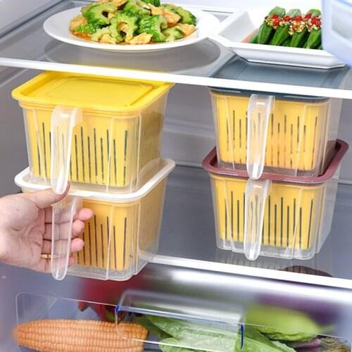 Household Sealed Storage Box Food Storage Containers Kitchen Organizer Plastic Boxes Home Accessories Drain Friut Baskets