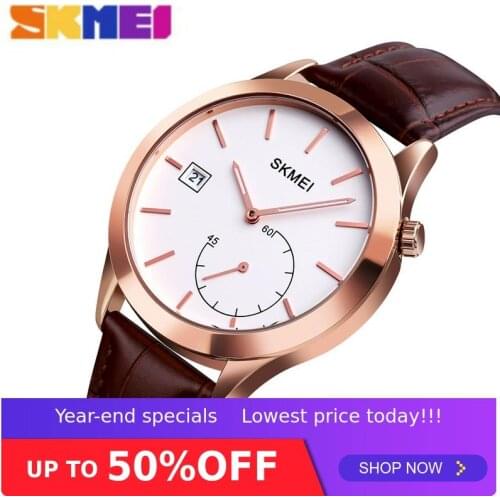SKMEI Men Business Quartz Watch Waterproof Leisure Watches Calendar Wristwatches Leather/steel strap Relogio Masculino 1581