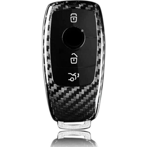 Carbon Fiber Car Key Case Cover Key Shell For Mercedes Benz E Class E200L E300L Car Accessories