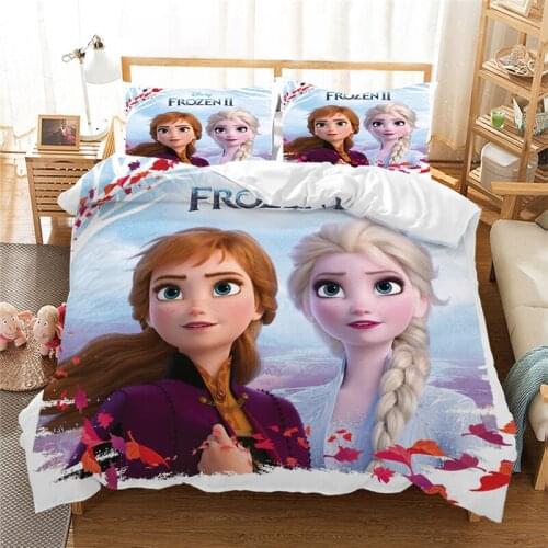 Disney Girls Bedding Set Frozen Elsa Anna Double Queen King Size Duvet Cover Set Twin Children Gift