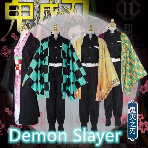 Anime Demon Slayer Kimetsu No Yaiba Cosplay Costume Kamado Tanjirou Kamado Nezuko Agatsuma Zenitsu Tomioka Giyuu Costume Sets