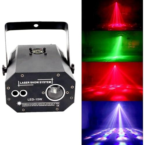Laser Light with15W RGBW 4in1 Beam Light Dj Effect Projector Scanner Laser 24in1Pattern Animation Stage Lighting Disco Dj