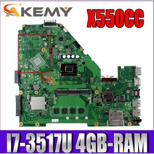 Akemy X550CC Laptop motherboard for ASUS X550CA X550CL R510C Y581C X550C original mainboard 4GB-RAM I7-3517U