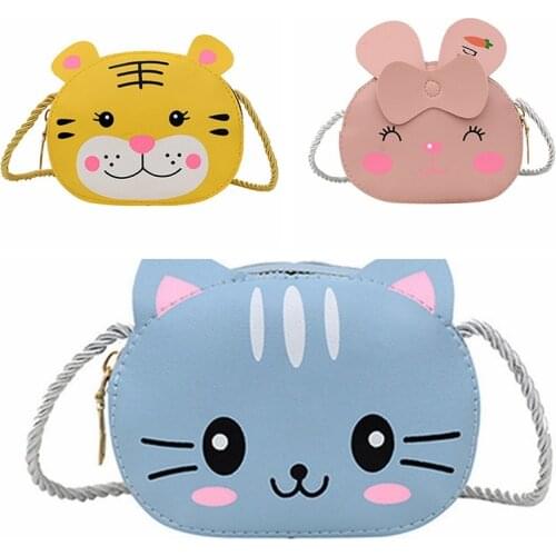 Children Cartoon Animal Shoulder Bag Plush Purse Messengers Bags Handbag Round Zipper Crossbody Bags Shoulder Bag cute shape