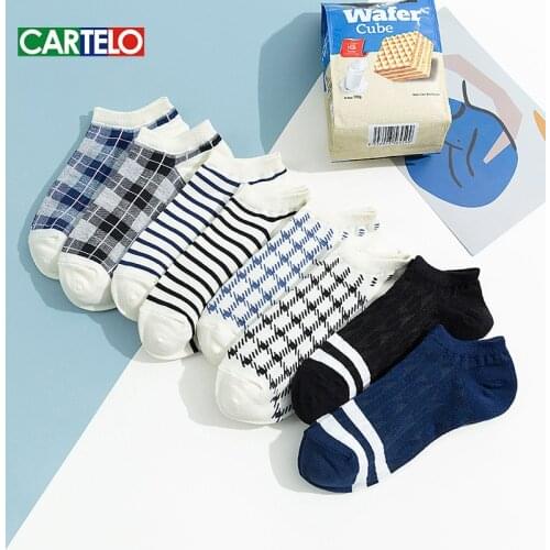 CARTELO New Color Stripe Design Womens Socks New Classic Casual Sport Low Tube Socks Soft Breathable Cotton for 4 Season