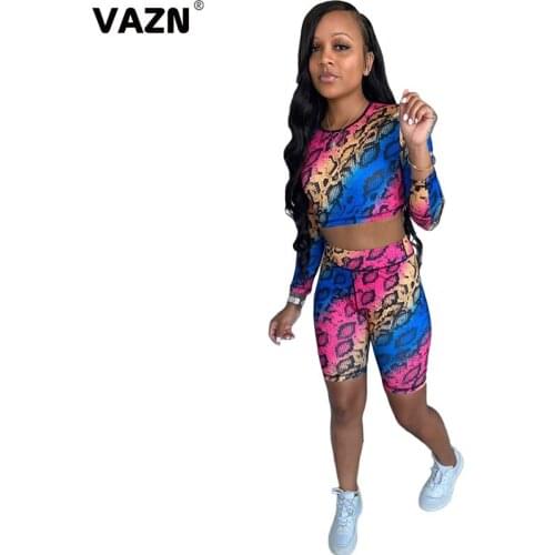 VAZN 2020 Autumn New Arrival Sexy Fancy Young High Street Style Full Sleeve Top Knee Length Tracksuits Slim Women 2 Piece Se