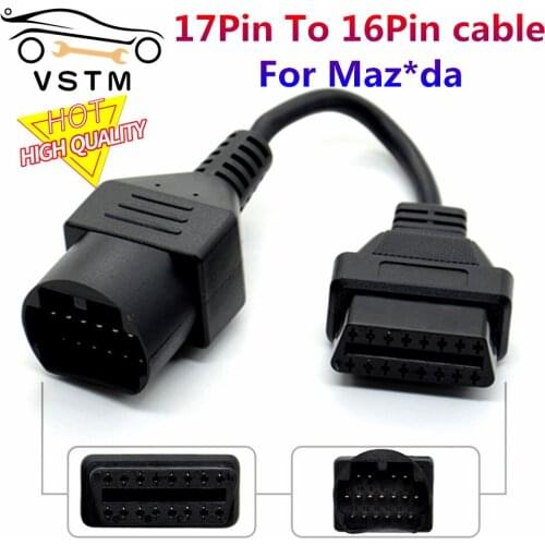 Newest For Maz*da 17Pin to 16Pin OBDII Scanner Code Connectors OBD OBD2 Cable Diagnostic Adapter Connector Free Shipping