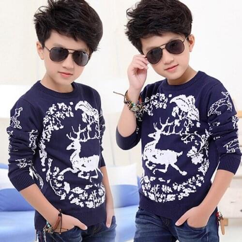 New arrival spring Vintage style boys animal pullovers 20178 children boys printed Elk knitted sweaters 3-8 years