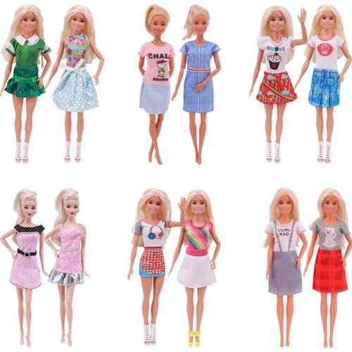 Barbies Clothes Mini Skirt 2Pcs/Set Bodysuit Sling Dress Fit 11.8 Inch American Doll Clothes Our Generation Birthday Gift Toys