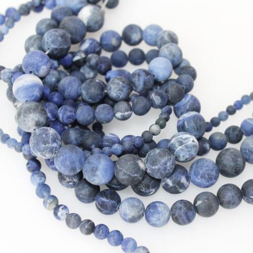 Wholesale Matte Natural Blue Sodalite Stone Beads Loose Beads for Needlework Jewelry Making 4 6 8 10 12mm DIY Bracelet