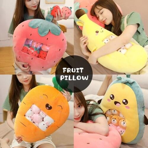 A Bag Of Mini Balls Doll Plush Pudding Toys Girl Gift Carrotn Banana Avocado Nap Lovely Fruit Snack Plush Bag Pillow