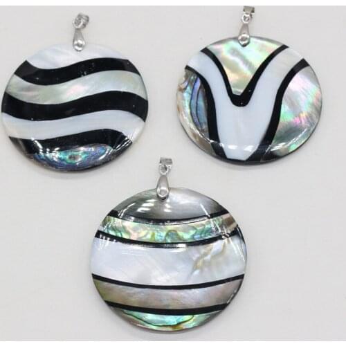 Natural Shell Pendants Round shape Mother of Pearl Abalone Shell Exquisite charms For jewelry making DIY Necklace accessories